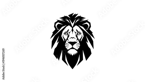 Majestic lion head in bold black silhouette art style