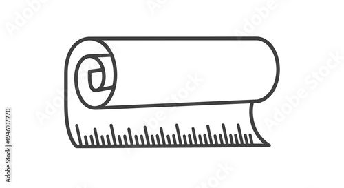 Rolled Paper with Measurement Scale Vector Illustration, Blank Template for Design and Craft Projects, Isolated Graphic Element