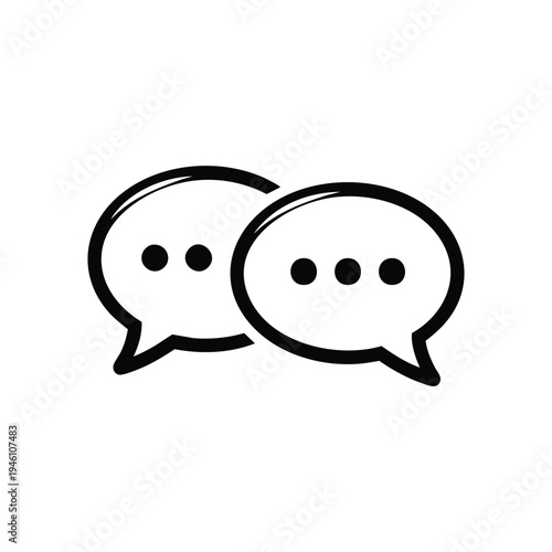 Black and white chat bubbles icon communication symbol for education and office messages