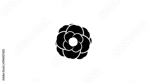Silhouette floral bloom logo design with bold petals on white background