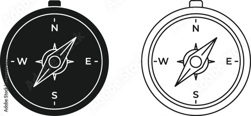 Compass design, navigation symbol, directional arrow, travel icon, adventure map Vector