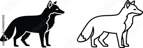Black and white fox silhouette vector art illustration design Vector