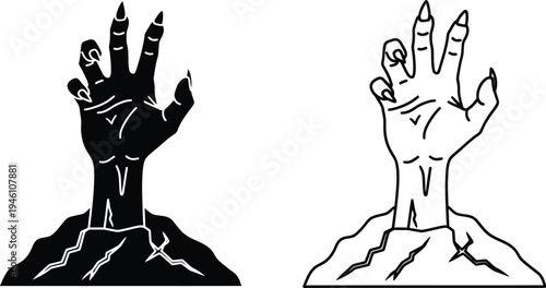 Hand gestures: black hand vs white hand, evil hand vs peace hand, dark hand vs light hand Vector