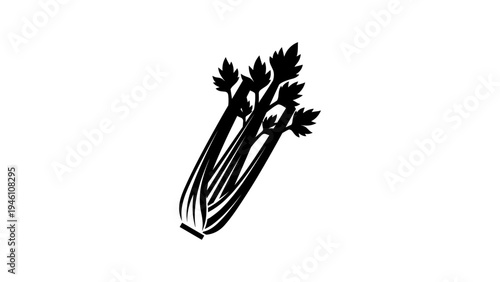 Celery silhouette on white background: vibrant vegetable graphic design
