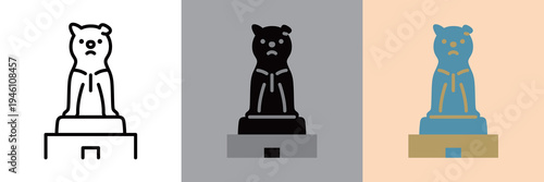 ハチ公像のシンプルなアイコン
