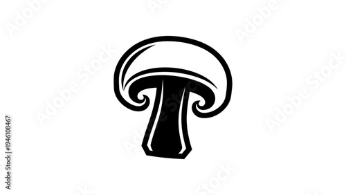 Bold black and white mushroom silhouette for nature and culinary designs