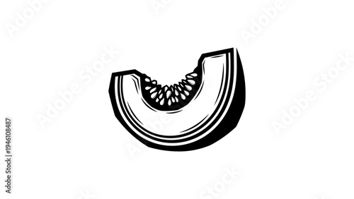 Black and white kiwi slice minimalist design emphasizing natural simplicity