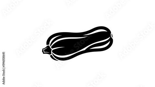 Zucchini squash silhouette: simple black vegetable design on white background