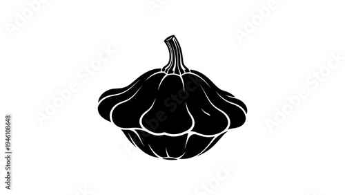 Stylized silhouette of pattypan squash for culinary and botanical design