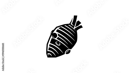 Abstract black and white geometric heart shape design