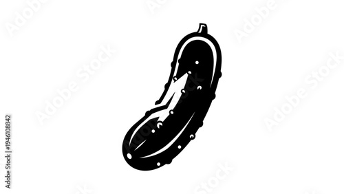 Minimalistic black and white cucumber icon for fresh produce designs