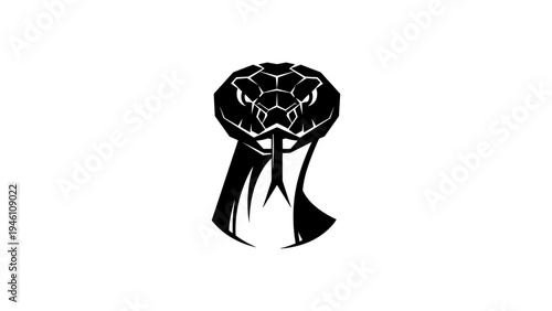 Geometric cobra silhouette design with striking black and white contrast