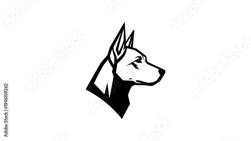 Geometric dog silhouette of german shepherd side view in black and white