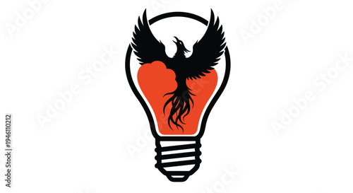 Vector light bulb icon with bird, creative concept symbol