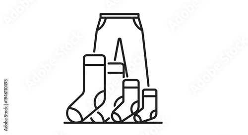 Set of Socks and Pants Outline Icon Vector Illustration, Clothing Apparel Graphic Design, Fashion and Wardrobe Concept
