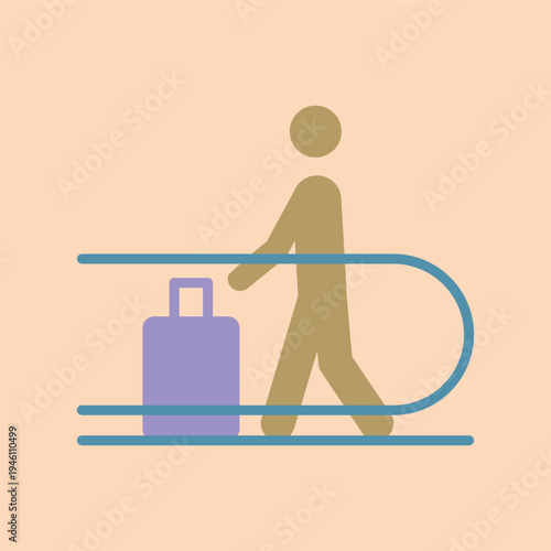 シンプルな動く歩道のラインアイコン