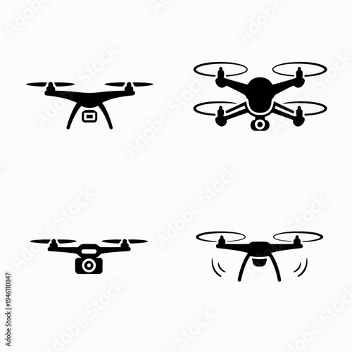 Four simple drone icons are displayed in a minimalist style.
