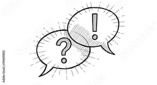 Set of 2 speech bubbles vector icons with question and exclamation marks