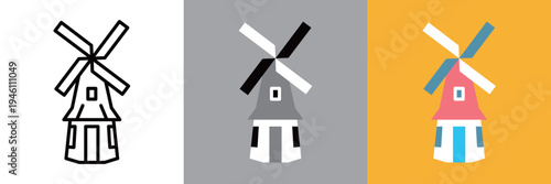 シンプルな風車展望台のアイコン