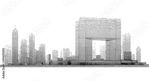 Vector city skyline with skyscrapers and modern architecture