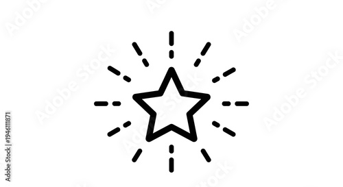 Sparkling Star Icon Vector Illustration, Glowing Emblem Graphic, Award Symbol for Success and Achievement, Clean Design Element