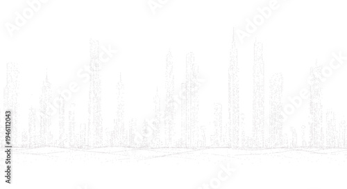 Vector city skyline silhouette, gray buildings