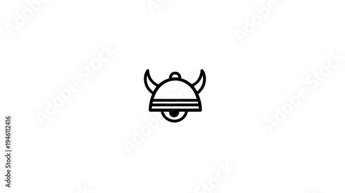 Warrior Helmet with Eye Icon, Modern Security Surveillance Concept, Abstract Watchful Symbol, Line Art Illustration