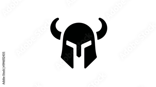 Black horned helmet icon representing a warrior or knight, symbolizing strength, protection, power, and courage