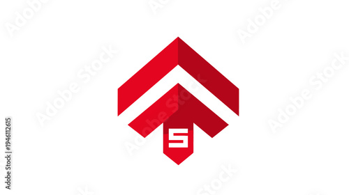 Modern geometric red upward arrow logo design with stylized 'S' initial, symbolizing growth, success, and digital progress.