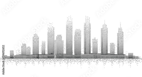 Vector city skyline illustration with skyscrapers