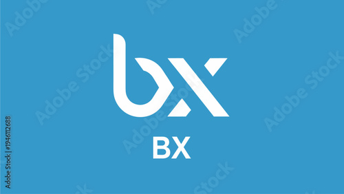 Modern abstract graphic design featuring the letters BX in white on a vibrant blue background, conceptual business symbol.