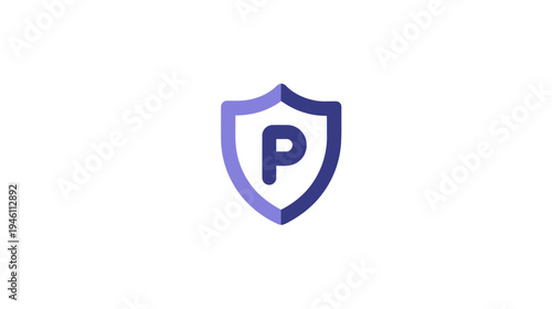 Security Shield Icon with Letter P. Data Protection, Privacy, and Confidentiality Symbol for Digital Safety.