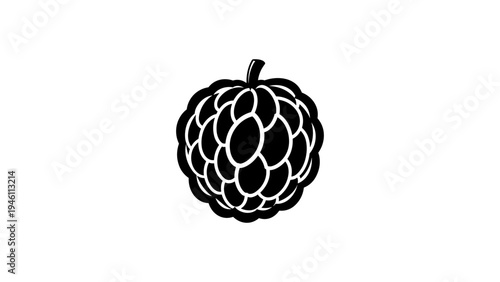 Blackberry silhouette: detailed black and white fruit design on white background
