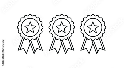 Three Award Ribbons Vector Illustration Graphic Style Achievement Recognition Success Concept