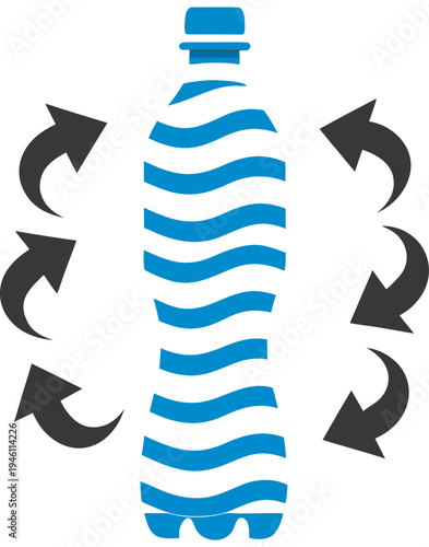 Plastic Bottle Recycling Concept Zero Waste Vector
Flat vector illustration of plastic bottle with recycling arrows representing plastic recycling and zero waste environmental concept.