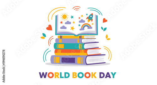 World Book Day colorful illustration vector