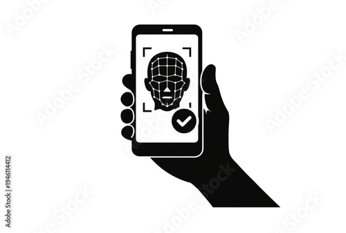 Biometric facial recognition vector icon