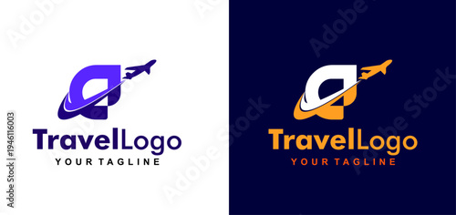 flight line initial letter a logo design. airplane flight line forms letter a logo design. editable color and vector.