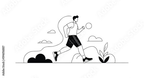 Vector illustration of a man running in a minimalist style