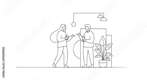 Set of 2 people discussing business vector illustration