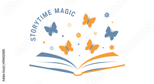 Vector illustration of book with butterflies and flowers