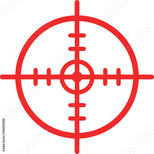 Red Target Crosshair Graphic Isolated on White Background