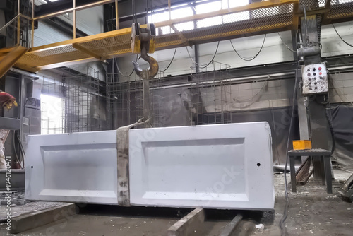 Loading and moving finished concrete product from the mold after hardening