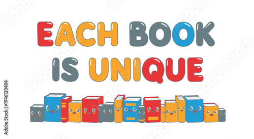 Set of 13 colorful book icons vector with motivational quote