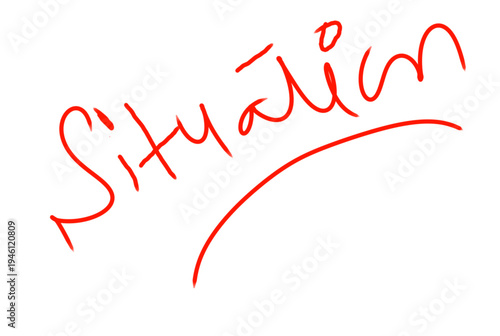 Vector cityscape illustration with red handwritten text