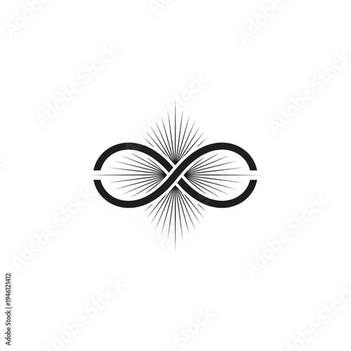 Stylized infinity symbol with radiating lines, representing eternity and endless possibilities.
