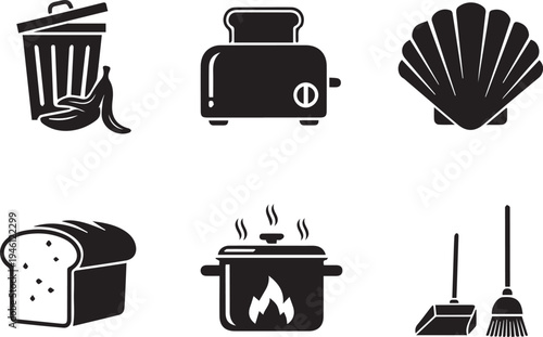 Silhouette of kitchen utensils and appliances silhouette