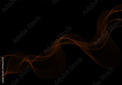 Abstract orange wavy line with a sophisticated smoke effect on a deep black background for modern design. Eps 10