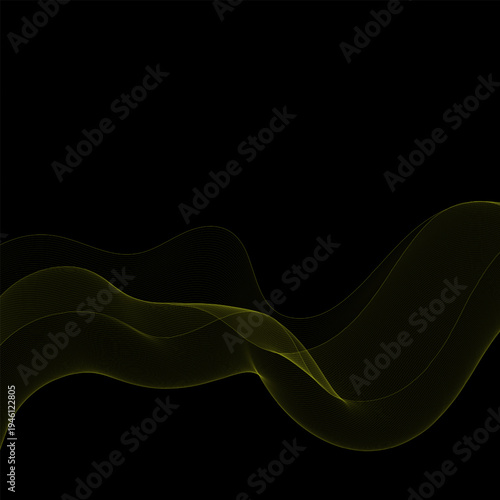Modern futuristic composition of smoothly curved golden lines on dark. Eps 10