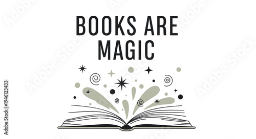 Vector illustration of magic book with sparkles and stars